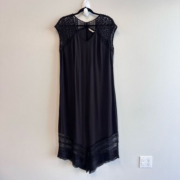 Soft Surroundings Womens Medium Maxi Dress Black Lace Trim Cap Sleeves V Neck - Picture 8 of 12
